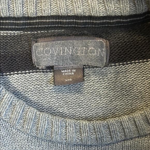 Covington Men's Crewneck Sweater in Gray and Black Stripes - Picture 2 of 2